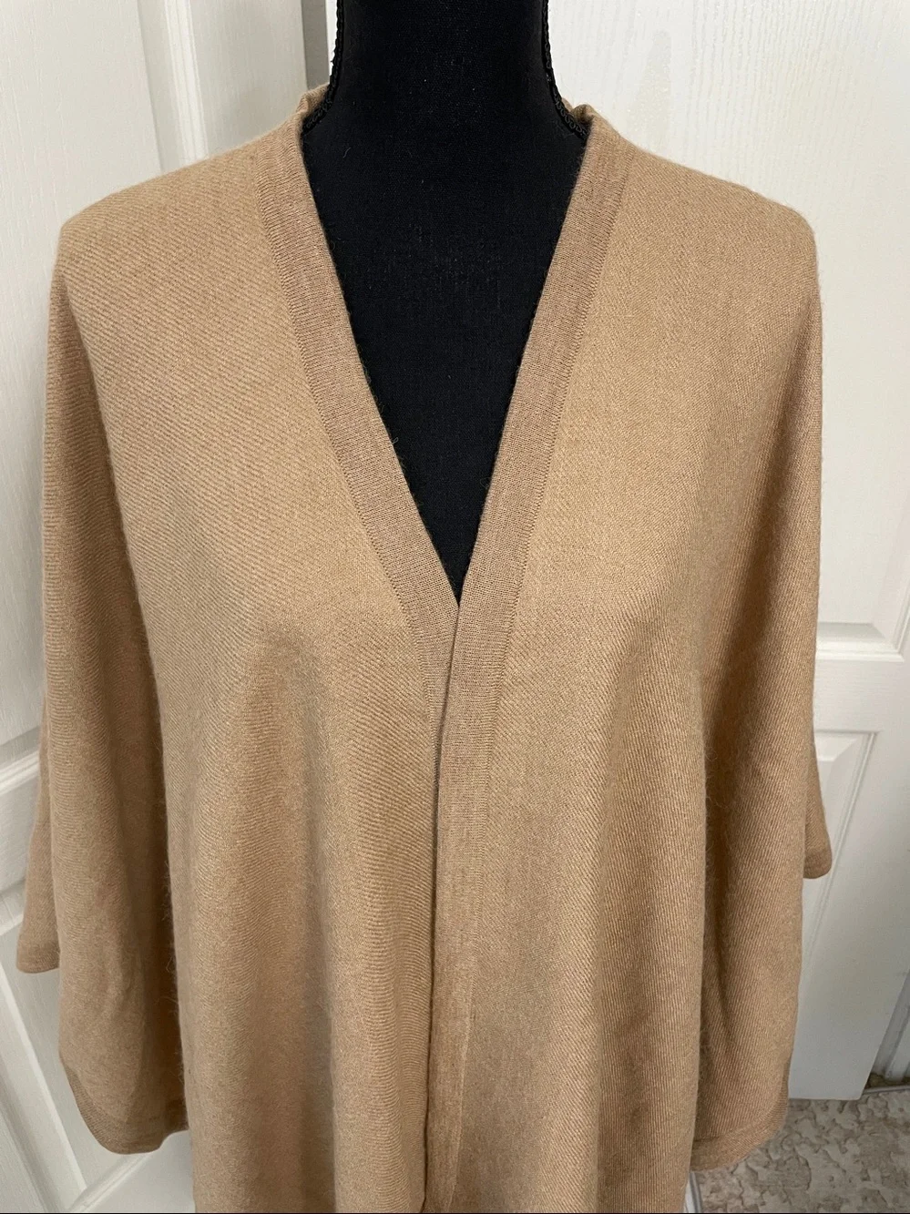 CUYANA baby alpaca wool poncho cover cape wrap like new light camel beige